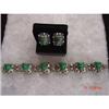 Estate 1940s Mexican Silver Bracelet Jade Mayan #898988
