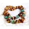 Double TURQUOISE Baltic Amber Sterling Choker #899945