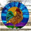 Image 1 :  Stained Glass Painting ROOSTER Greets Morning  #900187