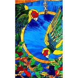 HUGE 24"x36" Artisan Amazon PARROTS Signed Art #900236