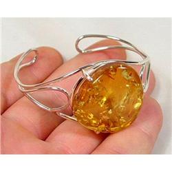 Lively Citrine Baltic Amber Cuff Bracelet #900368