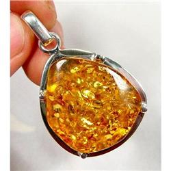 Showy BALTIC Amber Sterling Pendant #900380