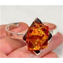 Modern Cognac Baltic Amber Sterling Bracelet #900384
