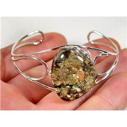 Sparkling Green Baltic Amber Sterling Bracelet #900386