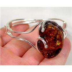 Rich Cognac  Baltic Amber Sterling Bracelet #900390