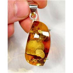 Glamorous Sterling  Baltic Amber Pendant #900396