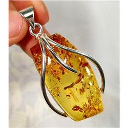 Radiant Honey Baltic Amber Sterling Pendant #900403