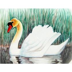 SWAN inside Painted Crystal SNUFF BOTTLE #900404