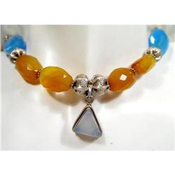 Faceted Chalcedony Tribal Silver Coker #900476