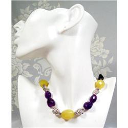 Artisan Faceted Gemstone Tribal Silver Choker #900482