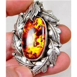 Cognac DELIGHT Artisan Amber Sterling Pendant #900497