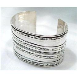 Large Embellished Silver Cuff~81 grams  #900573