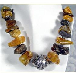 Handcrafted~Bold~Tribal Amber Choker~105grams #900578