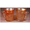 NORTHWOOD Singing Bird CARNIVAL Glass MUGS Pair #900599