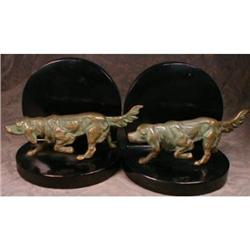 BRONZED DOGS Bookends Pointers ANTIQUE #900604