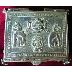PERU STERLING Silver Box INCA Vintage #900743