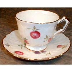 AYNSLEY Florida Teacup SET of 8- VINTAGE Fruits #900752