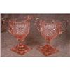Image 1 : PINK Pattern Glass Footed Cream & Sugar ANTIQUE #900867