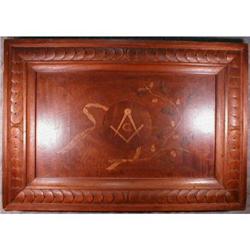 MASONIC Marquetry Plaque Inlaid Wood ANTIQUE #900876