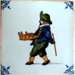 DUTCH Faience TILE Flower Vendor French #900877