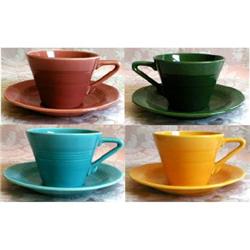 HARLEQUIN Fiesta Cups Saucers 4 colors VINTAGE #900894