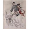 Image 1 : Print of Spanish Couple on Horse signed C. #901376
