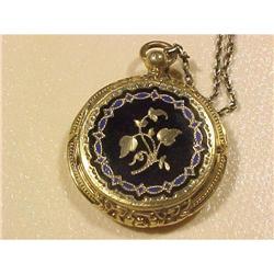 Blue  Cloisone Enamel & Gold  perfume Locket #902216