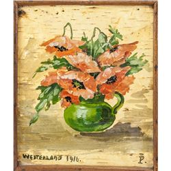 Signed Westerland Oil on Birch Bark 1916