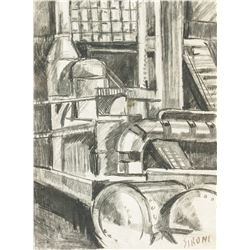 Mario Sironi Italian Modernist Charcoal on Paper