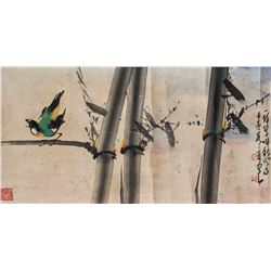 Zhao Shao'ang 1905-1998 Chinese Watercolor Bird