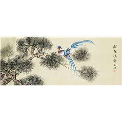 Shujuan 20th. C Chinese Watercolor Birds Scroll