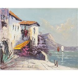 Alfred Caldini Italian Modernist Oil on Canvas