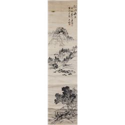 Unknown Artist Chinese Ink Landscape Paper Scroll