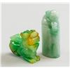 Image 1 : Two Assorted Chinese Green Jade Carved Seal & Pixi