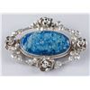 Image 1 : German Sterling Silver Oval Blue Gem Set Brooch
