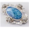 Image 2 : German Sterling Silver Oval Blue Gem Set Brooch