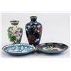 Image 1 : Four Assorted Chinese Cloisonne Vases and Plates
