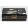 Image 1 : Chinese Black Wood Lacquer Box with Stone Inlaid