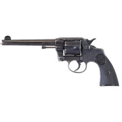 Colt New Army .38 SN 283589 double action revolver with 6" barrel, blued finish and Colt hard rubber
