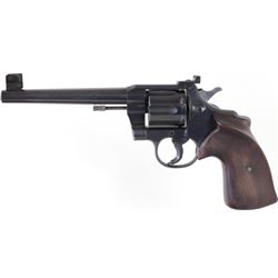 Colt Officers Model heavy barrel .38 cal SN 751460 double action target revolver with two tone blue 