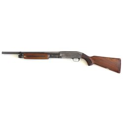 J.C. Higgins model 20 16ga. NVSN pump action shotgun with shortened 20" barrel, blued finish and che