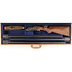 Engraved Remington Model 32 gold inlaid three barrel set SN 2326. Set includes 30" 12 ga barrel with