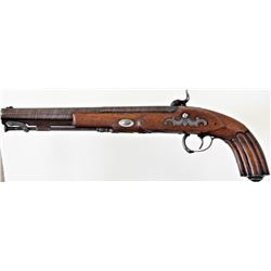 Large antique European pistol converted to percussion with 11" Damascus smooth bore 1/2 round barrel