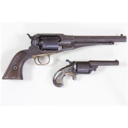 Collection of 2 antique revolvers 1) Remington New Model Navy .36 cal. SN 27577 percussion revolver 