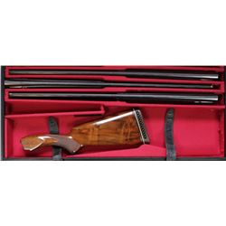 Set of 3 Browning Superposed O/U 28" steel barrels and walnut stock including .410, .28 and 20 gauge