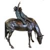 Image 1 : Large impressive bronze sculpture horse with boy and girl riders in multi color brown and green pati