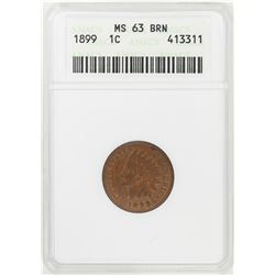1899 Indian Head Cent Coin ANACS MS63 BRN