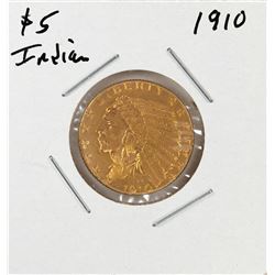 1910 $5 Indian Head Half Eagle Gold Coin