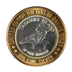 .999 Silver Treasure Island Las Vegas, Nevada $10 Casino Limited Edition Gaming Token
