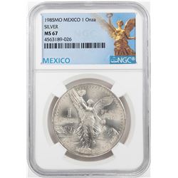1985Mo Mexico 1 Onza Libertad Silver Coin NGC MS67